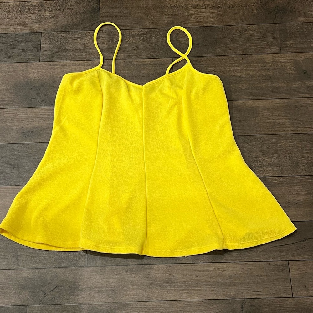 Yellow Fitted Camisole Top with Spaghetti Straps